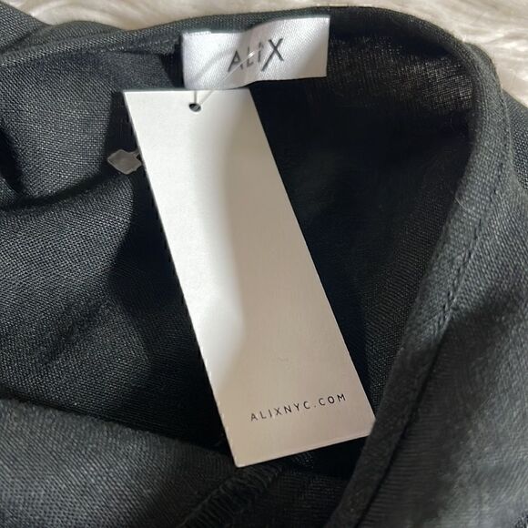 ALIX NYC Romper Womens Sz Small Revolve Cavalier in Black linen blend Vacay New - Picture 11 of 13